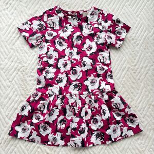 Kate Spade Girls Size 5 Floral Dress Pink White Black Drop Waist